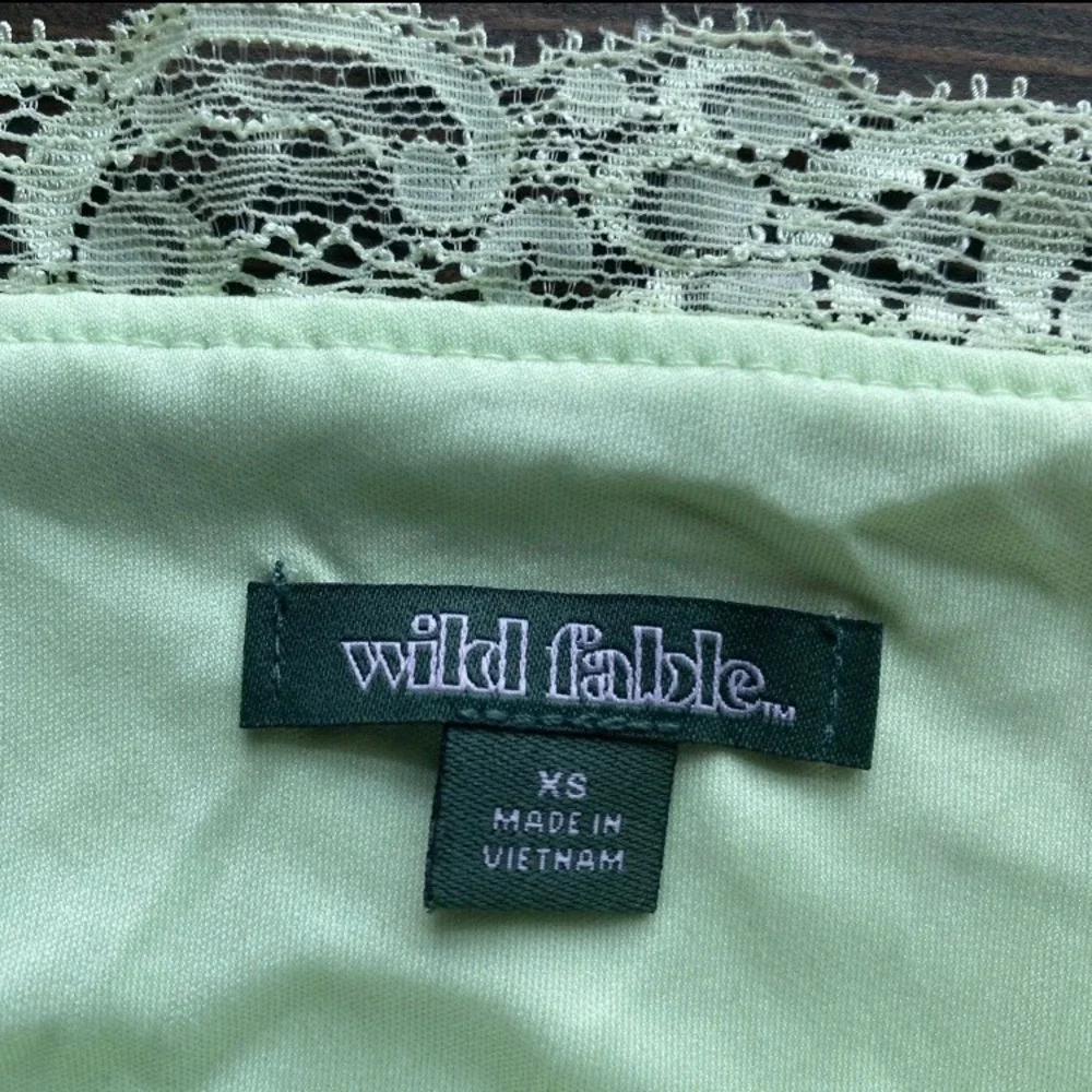 Wild Fable Slip Dress XS‎ Light Green Blue Floral Y2K Fairy Strappy Lace Mini